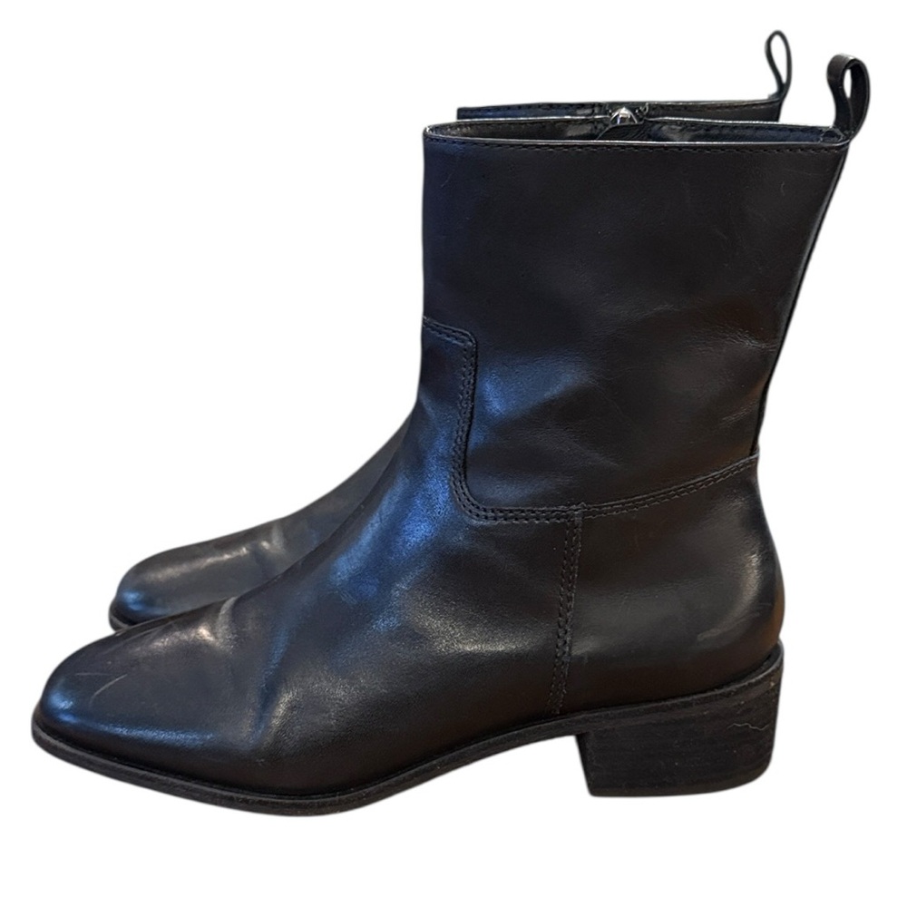 Botkier Ramona Black Leather Ankle Boot Side Zip Low Block Heel Brazil-Made 7.5 - Picture 7 of 16